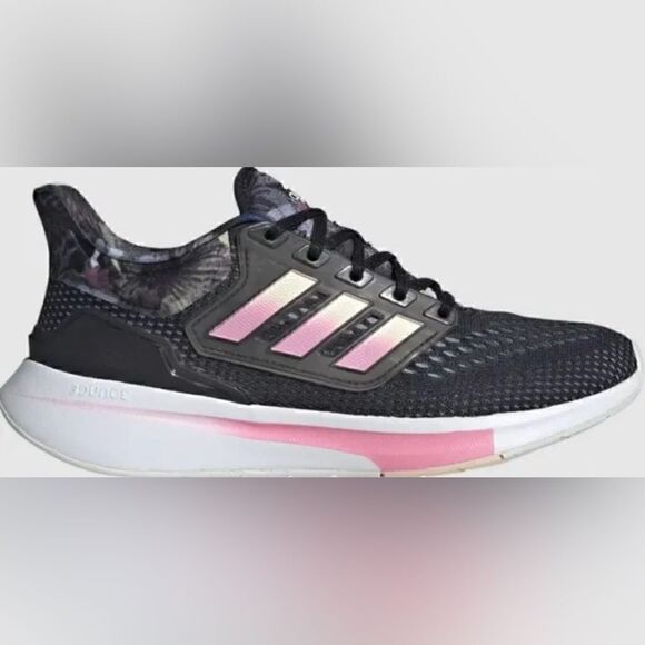 NIB WOMEN'S ADIDAS GX7320 EQ21 RUN RUNNING BLACK/WHITE/PINK STYLISH - Picture 4 of 5